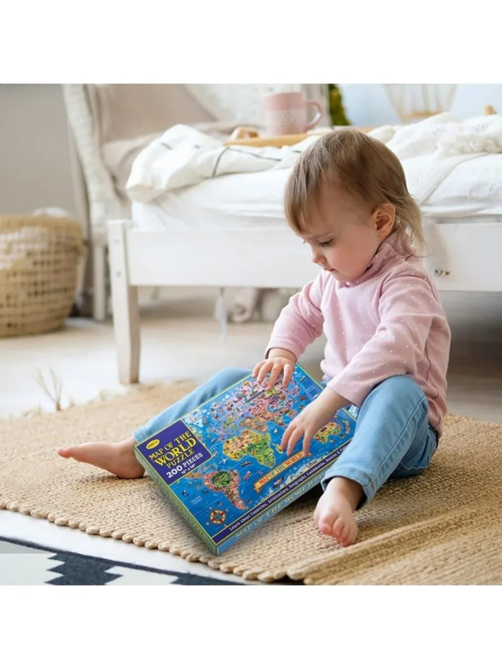 200-Piece World Map Jigsaw Puzzle for Kids & Adults - Educational Geography Game